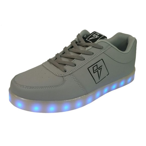 Electric Styles LED Shoes Women's Light Up Glow Sneakers gray Lo Top Bolt EDM - Picture 14 of 14